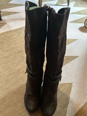 Women’s Tall Faux Leather Riding Boots - Dark Brown